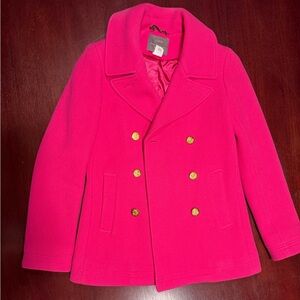 J. Crew Fuchsia Stadium Cloth Pea Coat